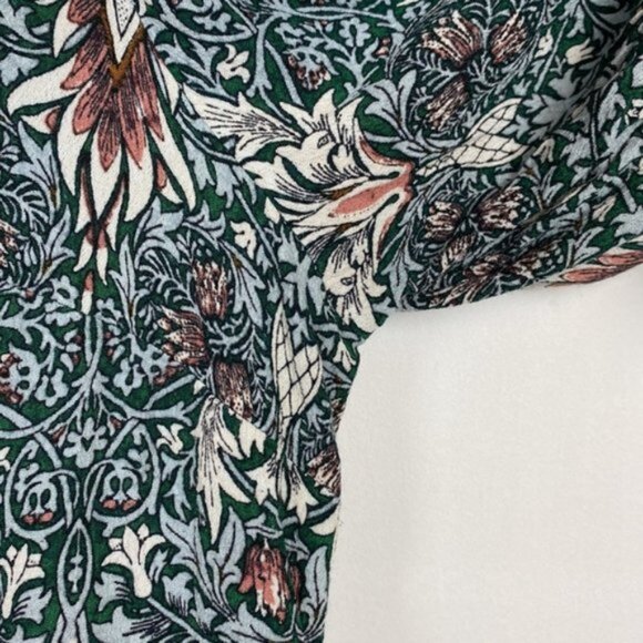 H&M x William Morris & Co 10 Floral Print Top Blouse Green Blue Burgundy - Picture 7 of 12